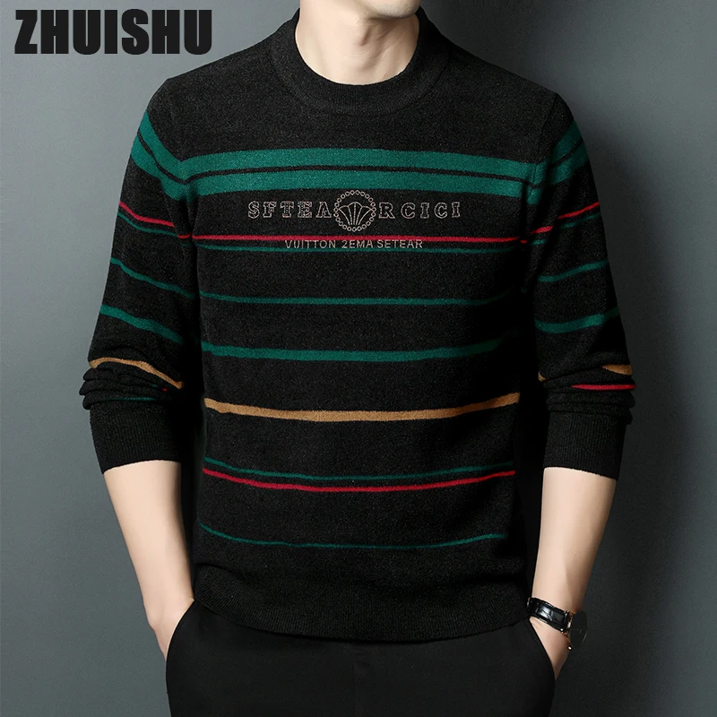 Mens Sweaters High Quality Round Collar Striped Jacquard Casual Pullovers Roupas Masculinas Ropa De Hombre Men Clothing Sweater
Mens Sweaters High Quality Round Collar Striped Jacquard Casual Pullovers Roupas Masculinas Ropa De Hombre Men Clothing Sweater