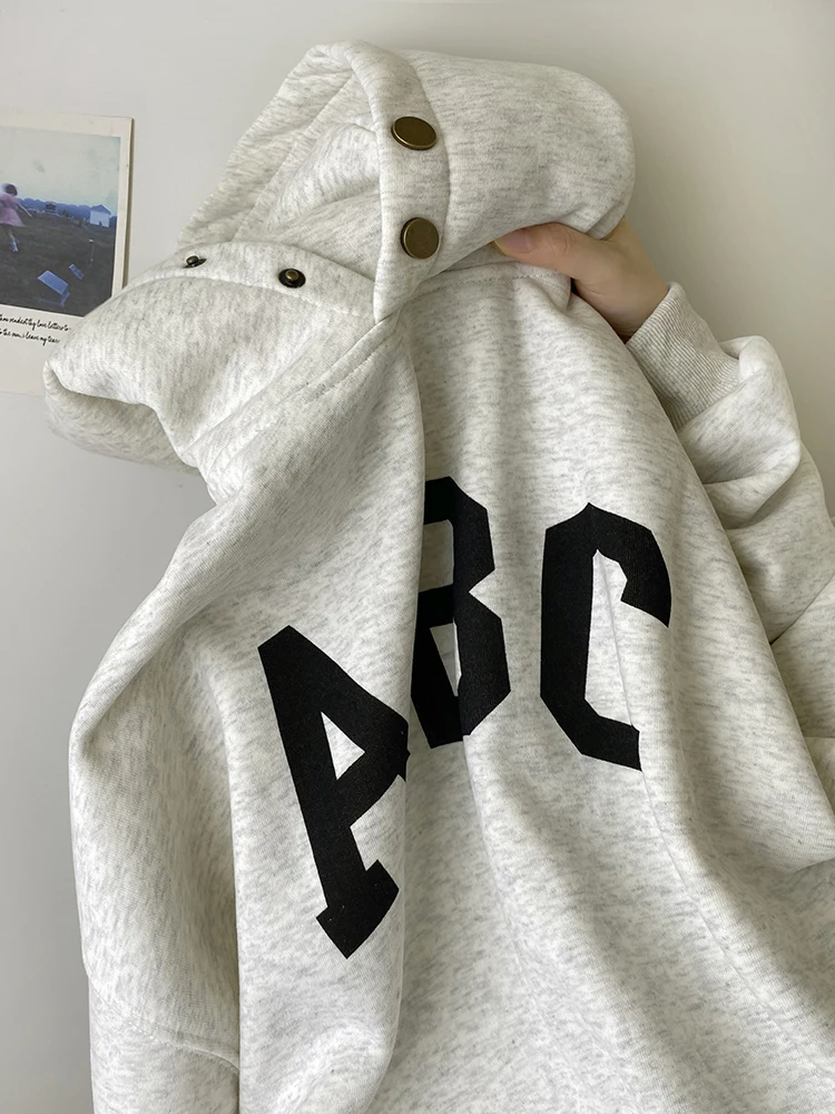 Women Grey Hooded Sweatshirt Letter Print Drawstring Korean Fashion Vintage Leisure Baggy Winter Long Sleeves Blue Pullover Tops
Women Grey Hooded Sweatshirt Letter Print Drawstring Korean Fashion Vintage Leisure Baggy Winter Long Sleeves Blue Pullover Tops