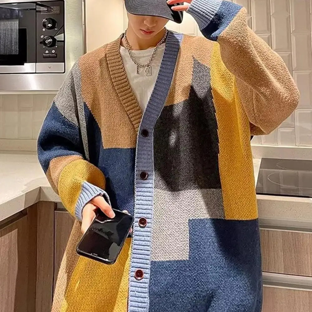 Men Knitted Sweater Stylish Men's Colorblock Knitted Sweater Coat Warm Mid-length V-neck Cardigan for Fall Winter Fashion Men
Men Knitted Sweater Stylish Men's Colorblock Knitted Sweater Coat Warm Mid-length V-neck Cardigan for Fall Winter Fashion Men