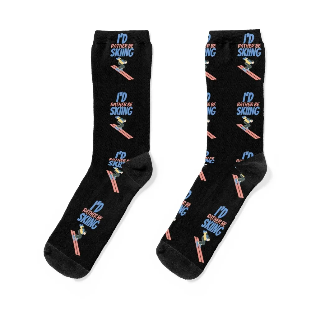 

I'd rather be skiing- ski lovers Socks ankle compression hip hop loose Men's Socks Luxury Women's