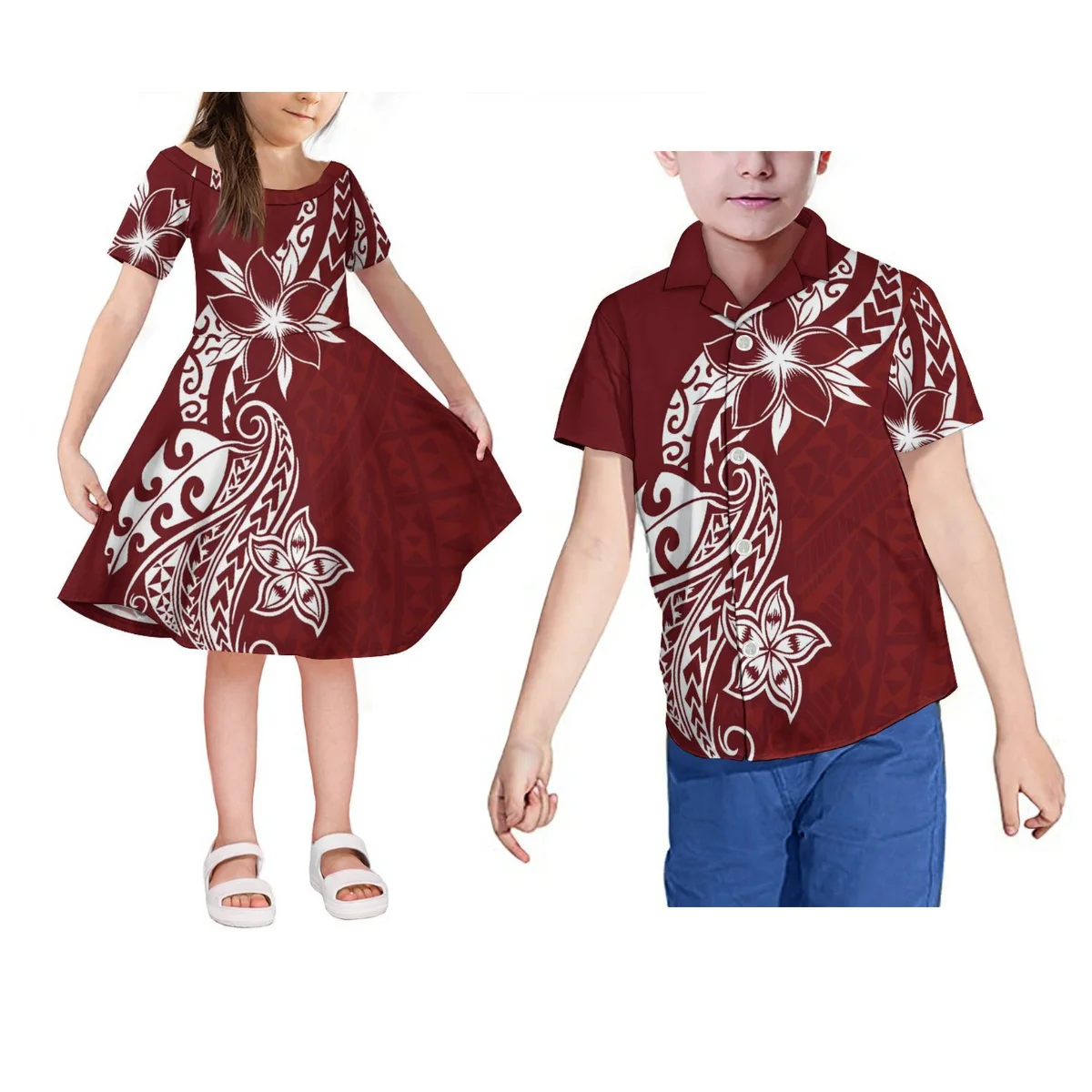 

Samoa Child O-Neck Summer Tribal Dress Fiji Children'S Shirt Fabric Comfort Polynesian Kids Shirts And Dresses In Fashion