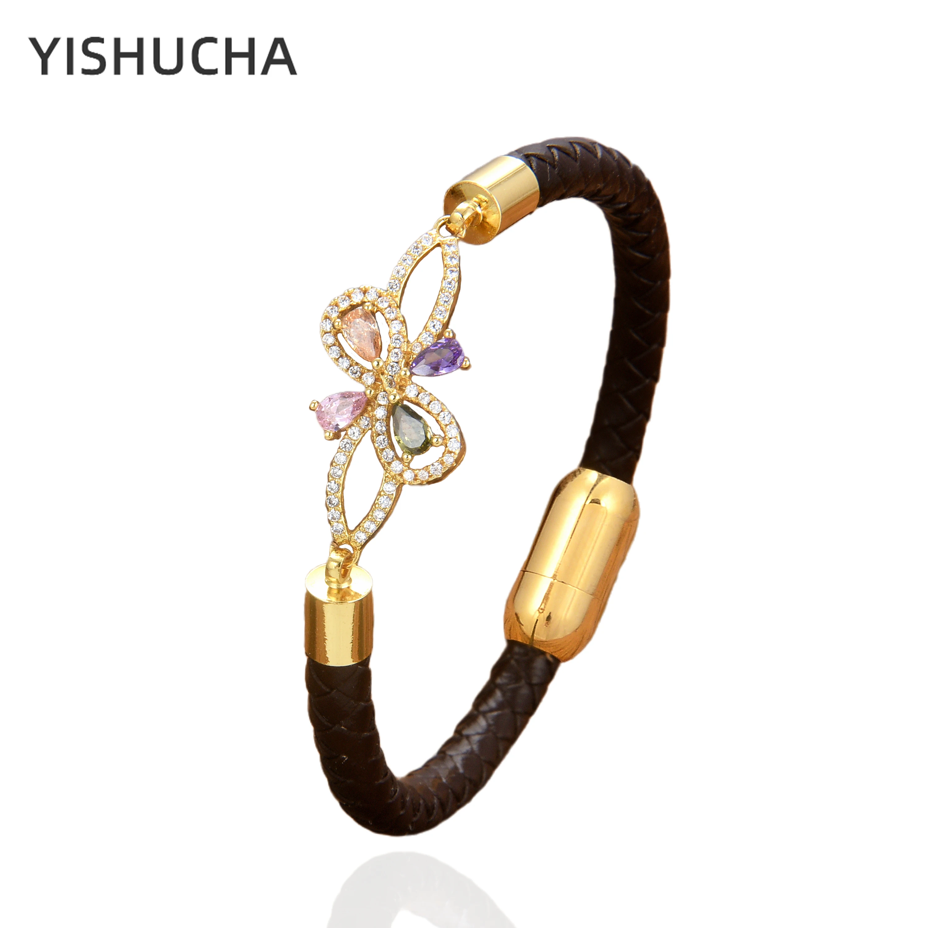 YISHUCHA Elegant Simple Colourful Crystal Women Bracelets Luxury Design Brown Leather Charm Bracelet Exquisite Female Jewelry
YISHUCHA Elegant Simple Colourful Crystal Women Bracelets Luxury Design Brown Leather Charm Bracelet Exquisite Female Jewelry