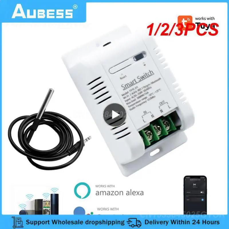 

1/2/3PCS /Tuya WiFi Smart Temperature Switch 16A 3000W with Energy Consumption Monitoring Thermostat For Alexa