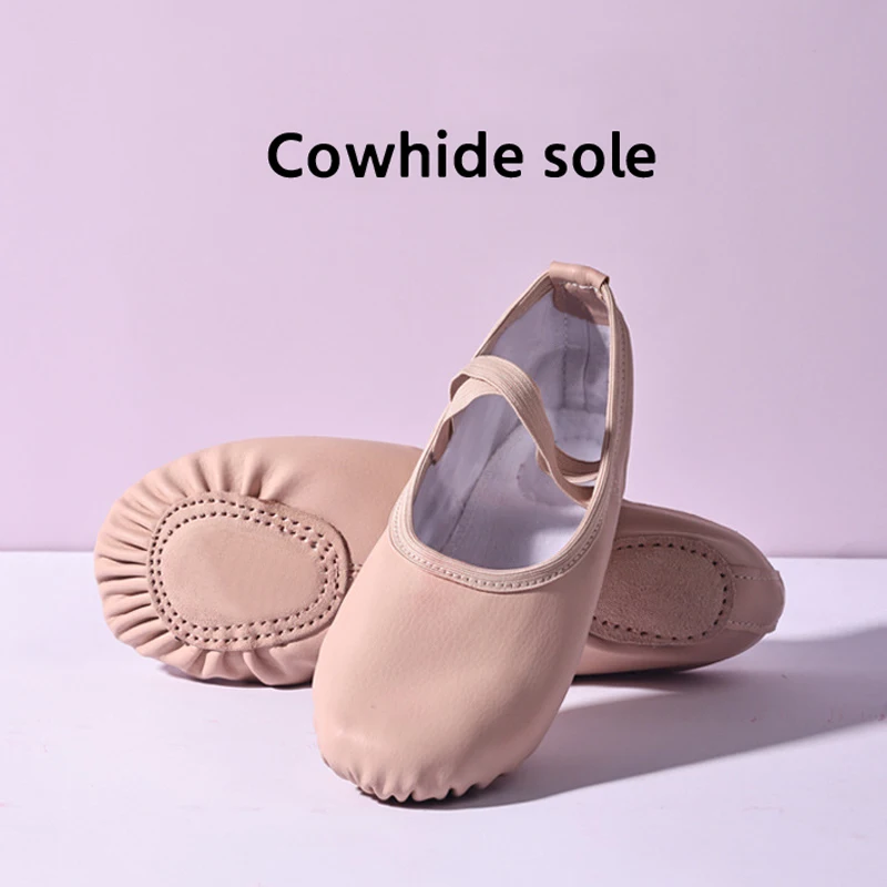

Women's Ballet Slippers for Woman Danseuse PU Leather Professional Dancers for Girls Kids Soft Sole Children Toddler Dance Shoes