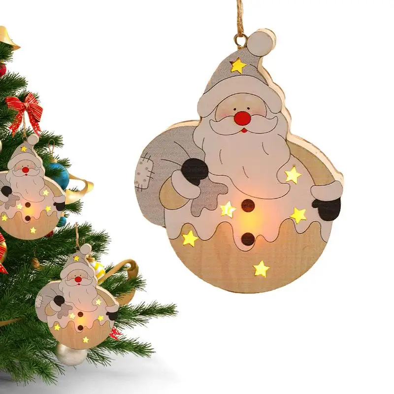

Рождественская елка, светящаяся подвеска, подвесные карликовые украшения, искусственные украшения, деревянные украшения для рождественской елки, атмосферные сезонные