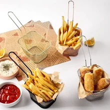 Snack Fried Net Basket French Fries Oil-Proof Drain Frying Basket Fried Chicken Snacks Food Basket Oil Drainage Network Filter