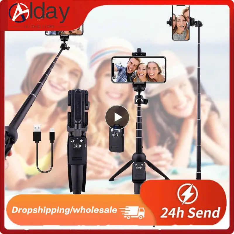 

Portable Tripods Black Rotation Rechargeable Compact Convenient Consumer Electronics Wireless Selfie Stick Stable Adjustable