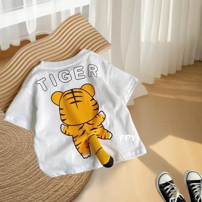 

Boys Girls T-shirts Summer 2024 Children Cotton Cartoon T-shirt For Baby Casual Clothes Tops Kids Outerwear Toddler Outfits 5 6Y