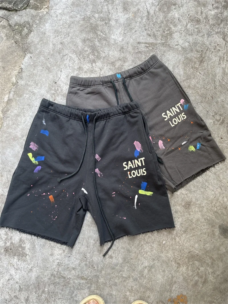 High Quality New Style Pink Speckled Ink Saint Louis Logo Shorts Men Women Graffiti Drawstring Washed Shorts
High Quality New Style Pink Speckled Ink Saint Louis Logo Shorts Men Women Graffiti Drawstring Washed Shorts