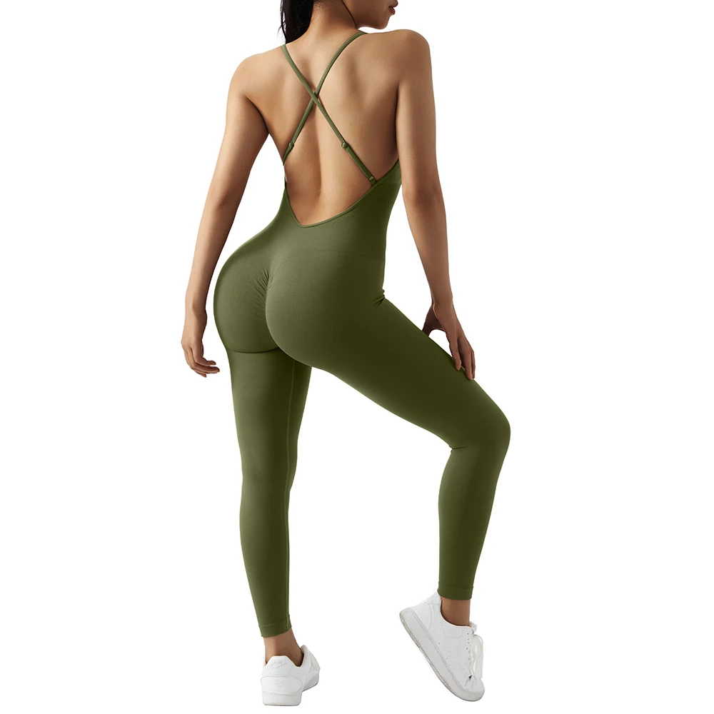 Women Strappy Backless One Piece Jumpsuits Tummy Control Shapewear Square Neck Padded Tracksuits Workout Rompers Jumpsuits Women Strappy Backless One Piece Jumpsuits Tummy Control Shapewear Square Neck Padded Tracksuits Workout Rompers Jumpsuits