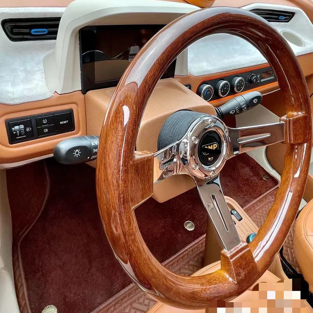 

For O*P 14 inch 350MM Wood Steering Wheel Quick release Adapt Universial Auto Accessiores With Horn