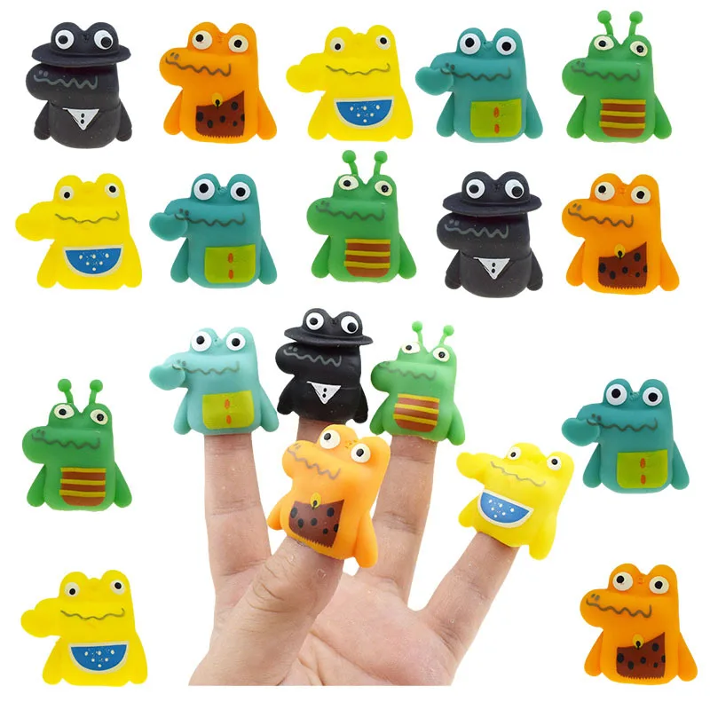 

5Pcs Novelty Funny Cartoon Cute Little Crocodile Finger Puppet Simulation Crocodile Doll Model Children Storytelling Props Toys