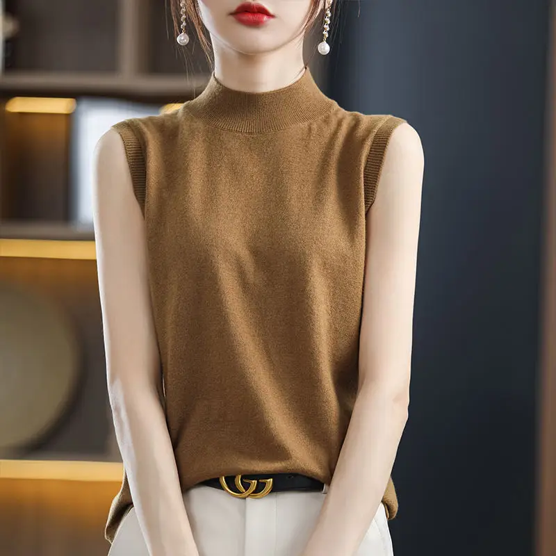 Tank Top Sleeveless T-shirt Top Women's New Style Sweater Half High Collar Bottom Shirt Women's Knitting Shirt Women's Winter
Tank Top Sleeveless T-shirt Top Women's New Style Sweater Half High Collar Bottom Shirt Women's Knitting Shirt Women's Winter