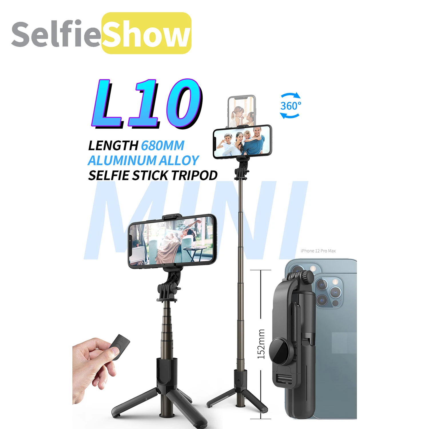 Selfieshow L10 Aluminum Alloy Mini Bluetooth Tripod Selfie Stick 680mm Portable Wireless Tripe Stabilizer for Cell Phone Stand
Selfieshow L10 Aluminum Alloy Mini Bluetooth Tripod Selfie Stick 680mm Portable Wireless Tripe Stabilizer for Cell Phone Stand