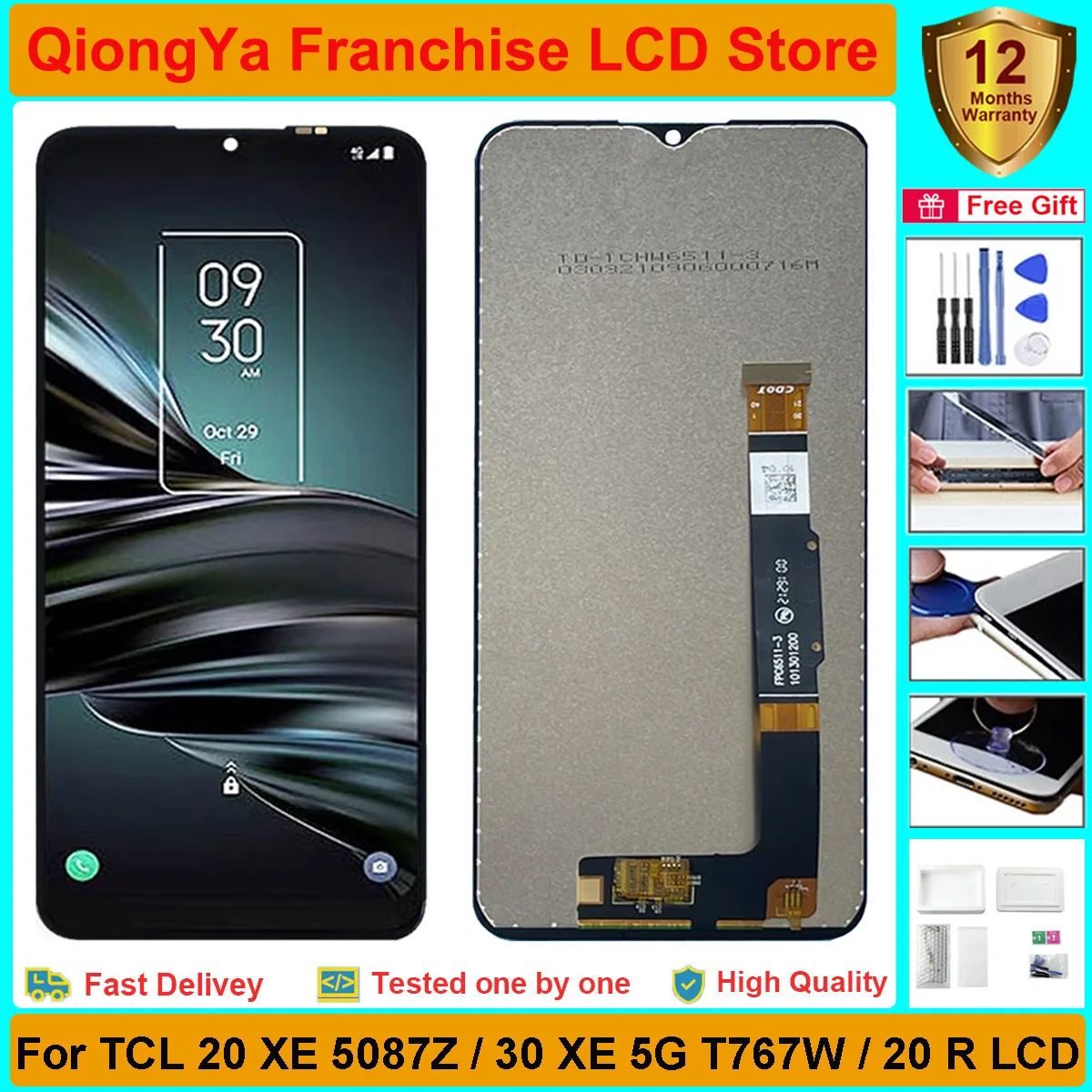 New Tested 6.52" Original Display For TCL 20 XE 5087 5087Z / 30 XE 5G T767 T767W LCD with Touch Screen Digitizer Assembly Parts
New Tested 6.52" Original Display For TCL 20 XE 5087 5087Z / 30 XE 5G T767 T767W LCD with Touch Screen Digitizer Assembly Parts