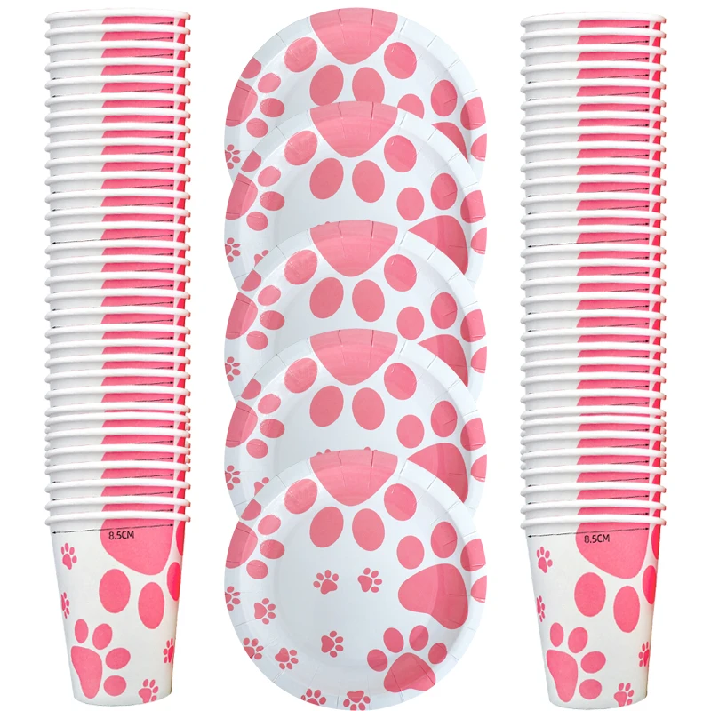 60pcs/lot Pink Dog Paw Print Theme Tableware Set Happy Birthday Party Plates Cups Decorations Baby Shower Events Supplies
60pcs/lot Pink Dog Paw Print Theme Tableware Set Happy Birthday Party Plates Cups Decorations Baby Shower Events Supplies