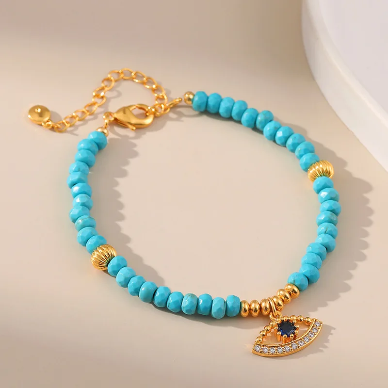 2023 Summer New Beach Jewelry High-quality Cut Turquoise Bracelet for Women Evil Eye Pendant Bangles Girl Party Charm Bracelet
2023 Summer New Beach Jewelry High-quality Cut Turquoise Bracelet for Women Evil Eye Pendant Bangles Girl Party Charm Bracelet