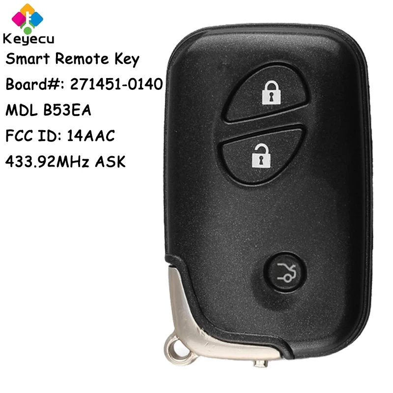 

KEYECU B53EA 3 Button 433.92MHz Smart Remote Key for Lexus ES350 IS250 IS350 GS300 GS350 GS430 GS450H GS460 LS460 LS460 LS600H