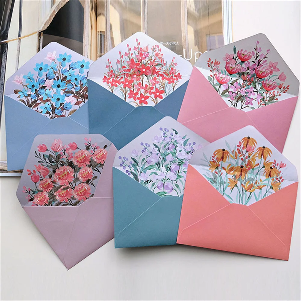 6pcs/set Printed Flower Envelope Letter Paper Kawaii Stationery Wedding Greeting Card Invitation Bag Office School Supplies 
6pcs/set Printed Flower Envelope Letter Paper Kawaii Stationery Wedding Greeting Card Invitation Bag Office School Supplies