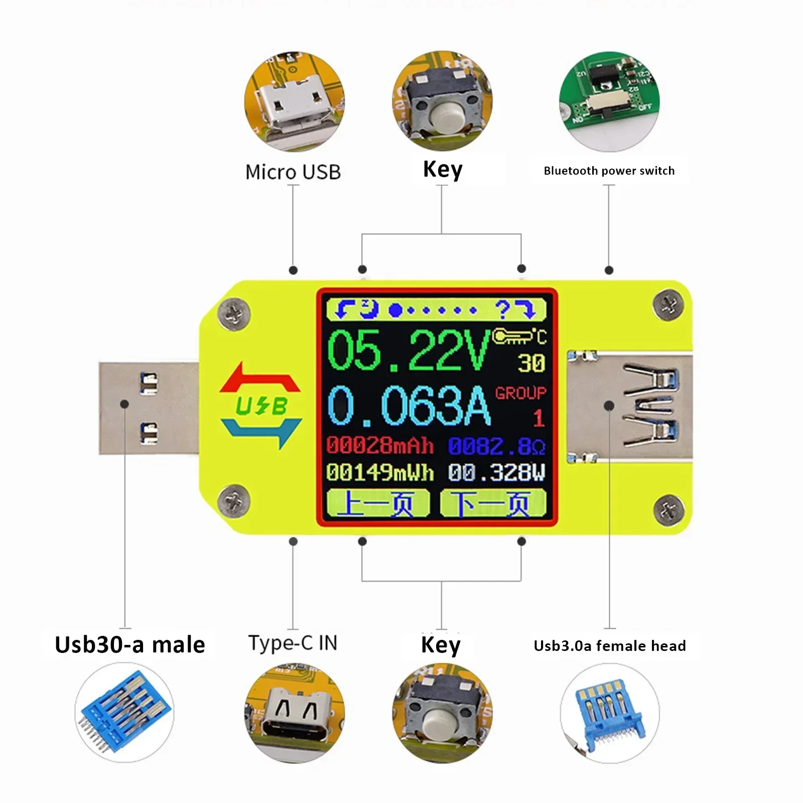 UM34C Digital Voltmeter Ammeter USB Tester TYPE-C Fast Charge Detection Trigger Capacity Measurement
UM34C Digital Voltmeter Ammeter USB Tester TYPE-C Fast Charge Detection Trigger Capacity Measurement