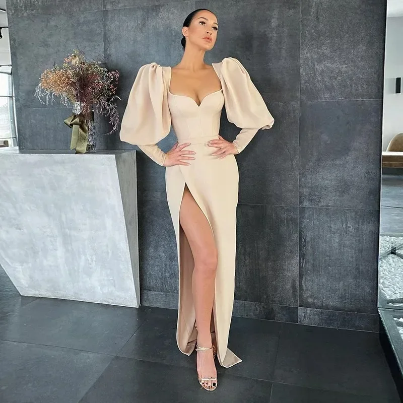 Women's European and American Autumn New Style Temperament Square Neckline Chest Puff Sleeve High Waist Dress Long Dress YXQ10
Women's European and American Autumn New Style Temperament Square Neckline Chest Puff Sleeve High Waist Dress Long Dress YXQ10