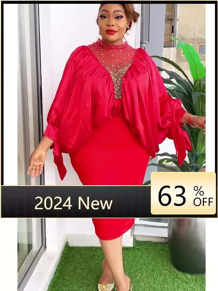 High Fashion Beaded Mesh Splicing Top Pleated Skirt Two-piece Suit African Women's Clothing
High Fashion Beaded Mesh Splicing Top Pleated Skirt Two-piece Suit African Women's Clothing