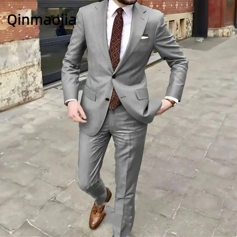 

2023 Men's Suit Formal Handsome Casual 2 Piece Suit For Men Groomsmen Business Prom Wedding Tuxedos Notched Lapel Costume