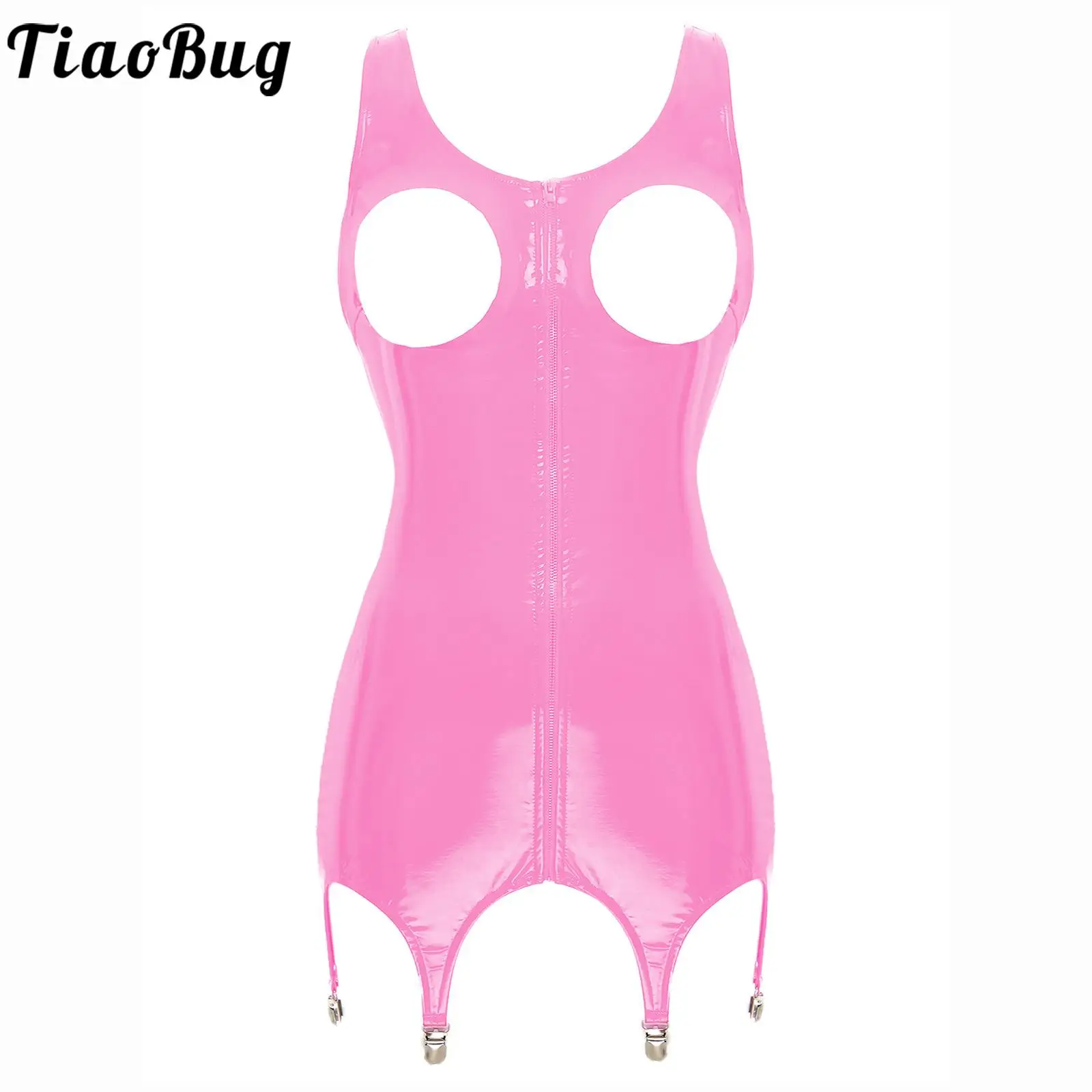 Women Sleeveless Front Zipper Cutout Open Chest Sexy Pencil Mini Dress Leather Garter Clips Teddy Miniskirt Pole Dance Clubwear
Women Sleeveless Front Zipper Cutout Open Chest Sexy Pencil Mini Dress Leather Garter Clips Teddy Miniskirt Pole Dance Clubwear