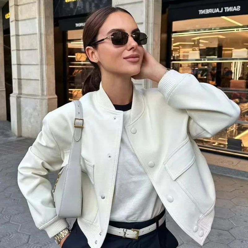 MUXI Women with Pockets Bomber Jacket Coats Vintage Long Sleeve Front Button Casual Female Outerwear Chic Tops Traf Store
MUXI Women with Pockets Bomber Jacket Coats Vintage Long Sleeve Front Button Casual Female Outerwear Chic Tops Traf Store