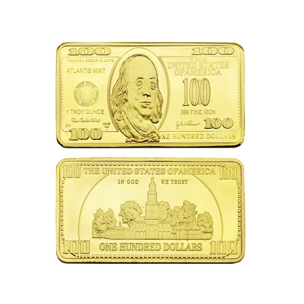 Gold Plated US Dollar Commemorative Coin US $100 Metal Coin Home Decoration Gold Bar Antique Collection Business Gift
Gold Plated US Dollar Commemorative Coin US $100 Metal Coin Home Decoration Gold Bar Antique Collection Business Gift