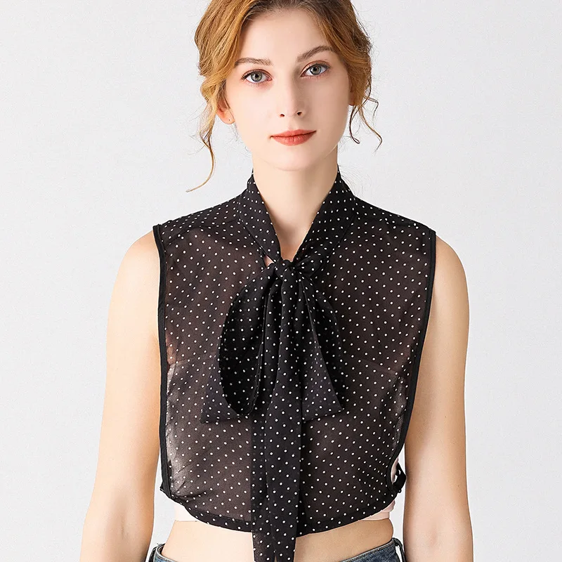 Women Big Bowknots Fake Collar Tie Fashion Polka Dots Detachable Half Shirt Black White Thin False Collar Lapel Blouse Top Decor
Women Big Bowknots Fake Collar Tie Fashion Polka Dots Detachable Half Shirt Black White Thin False Collar Lapel Blouse Top Decor