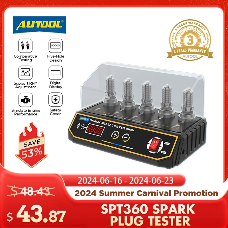 Original AUTOOL Car Spark Plug Tester Ignition Testers 220V 110V Automotive Diagnostic Tool 2~5 Hole Spark Plug Analyzer
Original AUTOOL Car Spark Plug Tester Ignition Testers 220V 110V Automotive Diagnostic Tool 2~5 Hole Spark Plug Analyzer