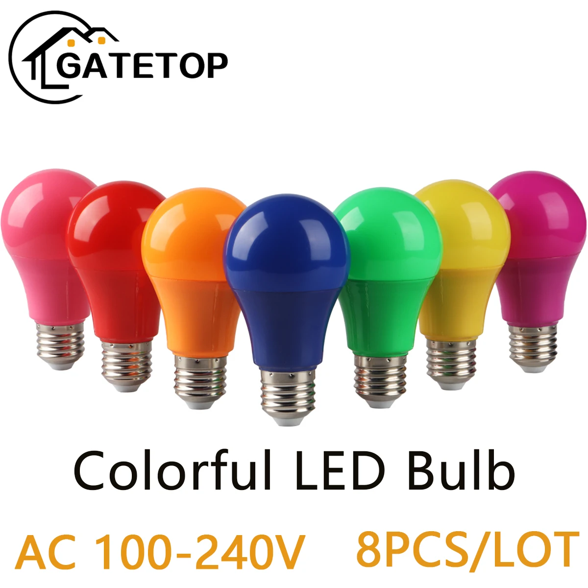 

Best seller 8PCS/Lot 7 Colors Lampada 8W PC AC 100-240V A60 strobe Based E27 B22 suitable for Party KTV Supermarket