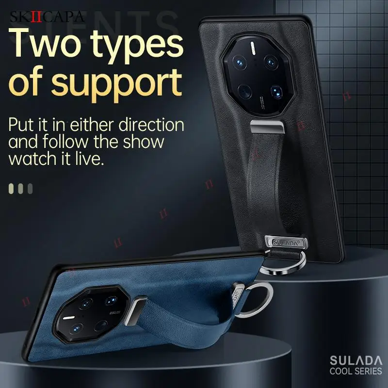 Leather Shockproof Phone Case For Huawei Mate 50RS Metal Ring Holder Bracket Cover For Mate 50 40 30 Pro Wriststrap Stand Cover
Leather Shockproof Phone Case For Huawei Mate 50RS Metal Ring Holder Bracket Cover For Mate 50 40 30 Pro Wriststrap Stand Cover