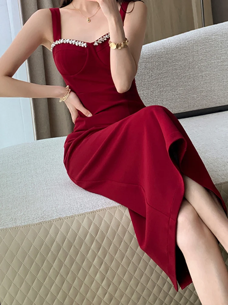 Bodycon Dress for Women Sleeveless French Style Vintage Dress Solid Square Collar Spaghetti Strap 2023 New Spring Summer Dress
Bodycon Dress for Women Sleeveless French Style Vintage Dress Solid Square Collar Spaghetti Strap 2023 New Spring Summer Dress