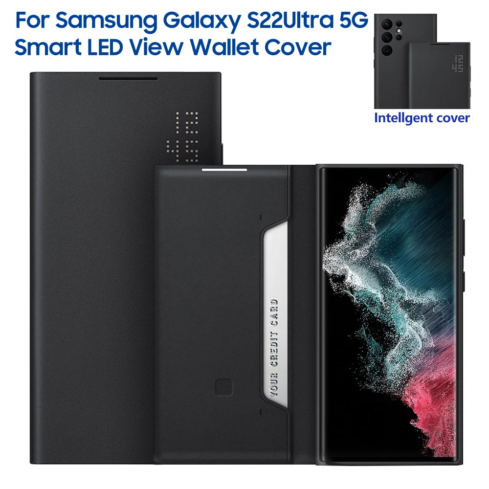 Intelligent View Wallet Flip Cover For Samsung Galaxy S22 Ultra S22Ultra LED Smart View Cover Card Pocket Case Protection Case
Intelligent View Wallet Flip Cover For Samsung Galaxy S22 Ultra S22Ultra LED Smart View Cover Card Pocket Case Protection Case