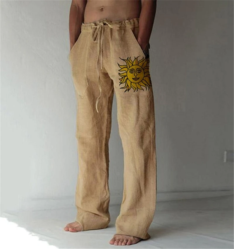2024 New Cotton Linen Pants Men Casual Sun Print Wide Leg Pant Length Drawstring Sport Pants Plus Size 5XL Mens Loose Trousers
2024 New Cotton Linen Pants Men Casual Sun Print Wide Leg Pant Length Drawstring Sport Pants Plus Size 5XL Mens Loose Trousers