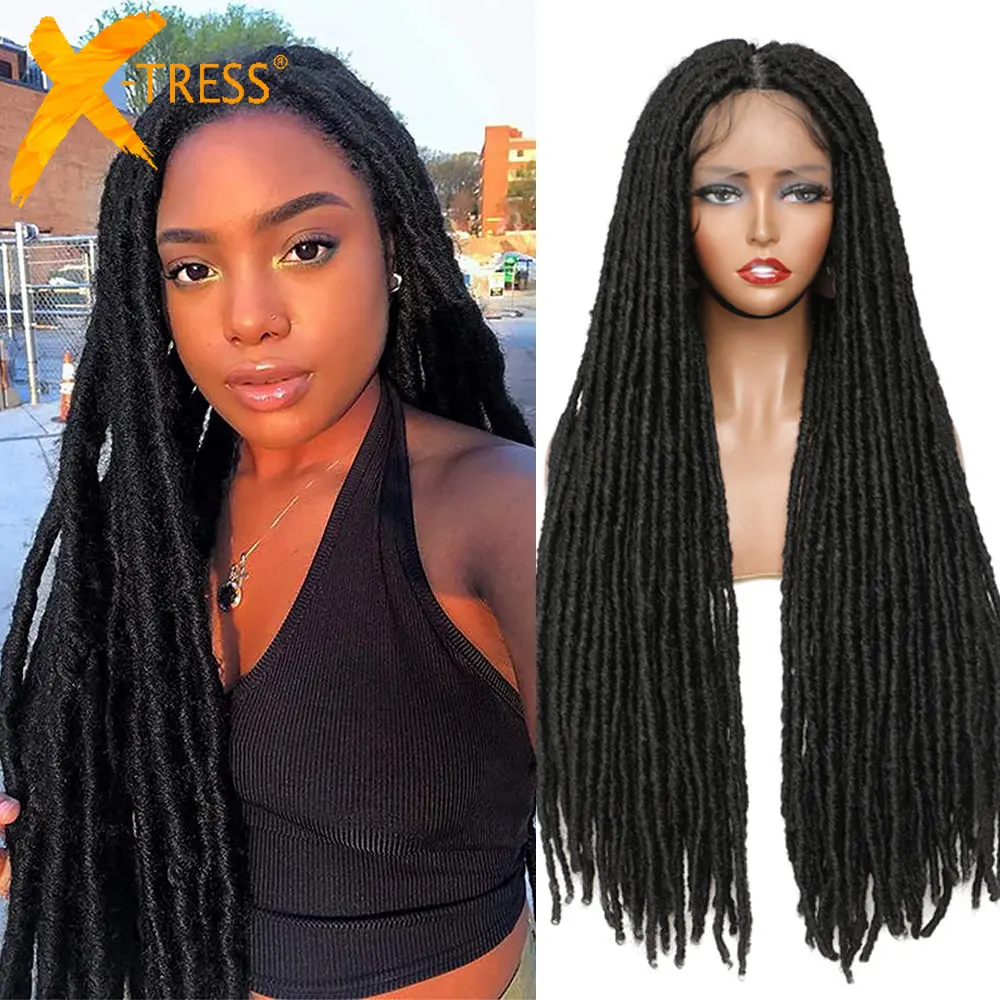 Synthetic Full Lace Faux Locs Braided Wig 32" Long Straight Lace Frontal Braiding Hair Extensions Knotless Hair Wigs For Women
Synthetic Full Lace Faux Locs Braided Wig 32" Long Straight Lace Frontal Braiding Hair Extensions Knotless Hair Wigs For Women
