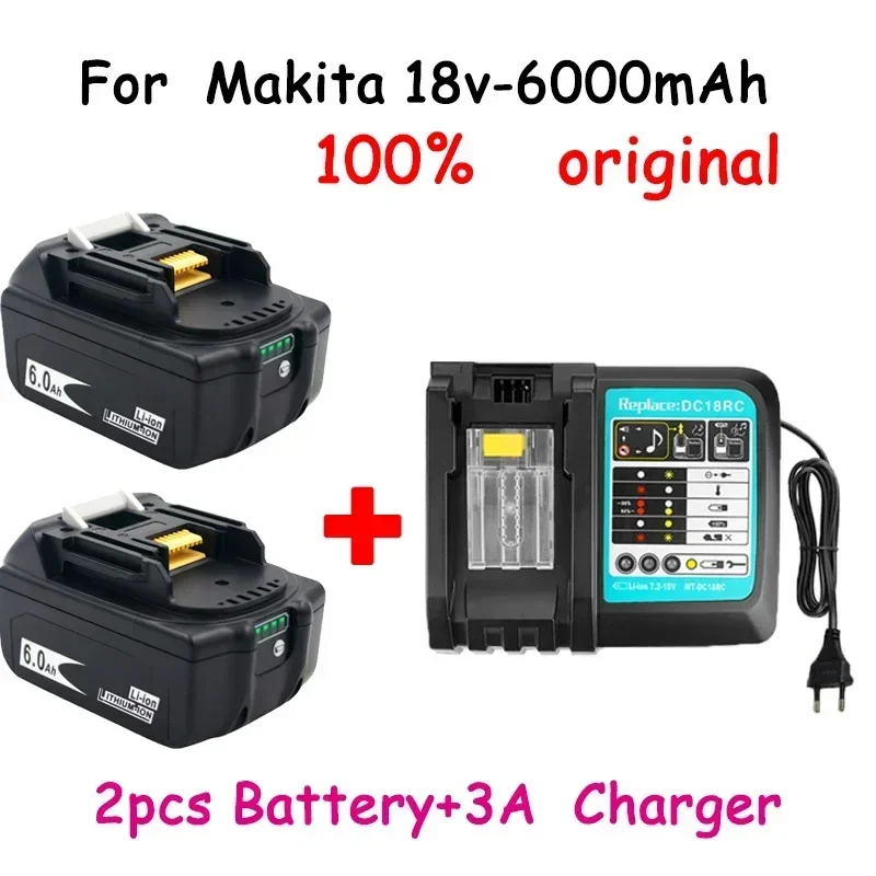WIth Charger BL1860 Rechargeable Battery 18 V 6000mAh Lithium Ion for Makita 18v Battery 6ah BL1840 BL1850 BL1830 BL1860B LXT400
WIth Charger BL1860 Rechargeable Battery 18 V 6000mAh Lithium Ion for Makita 18v Battery 6ah BL1840 BL1850 BL1830 BL1860B LXT400