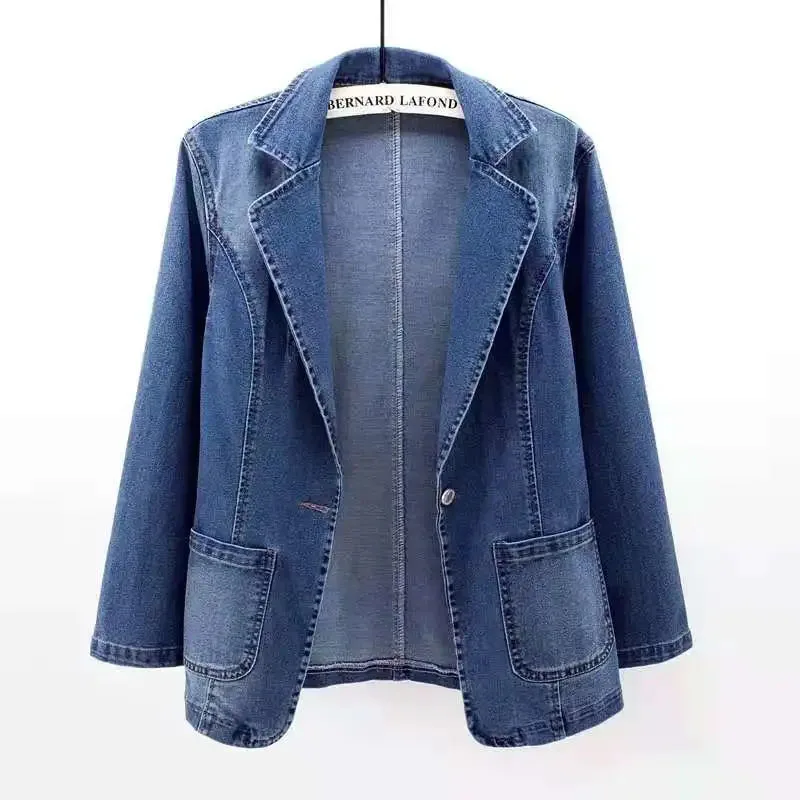 2022 NEW Spring Autumn Suit Denim Jacket Women's Casual Suits Jackets Cardigan Outerwear A Button Female Basic Coat Blazer 4XL
2022 NEW Spring Autumn Suit Denim Jacket Women's Casual Suits Jackets Cardigan Outerwear A Button Female Basic Coat Blazer 4XL