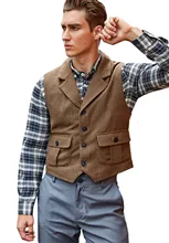 Men's Single-Breasted Herringbone Tweed Tailored Collar Suit Vest 2 Pockets Casual Victorian Style Can be Customized
Men's Single-Breasted Herringbone Tweed Tailored Collar Suit Vest 2 Pockets Casual Victorian Style Can be Customized