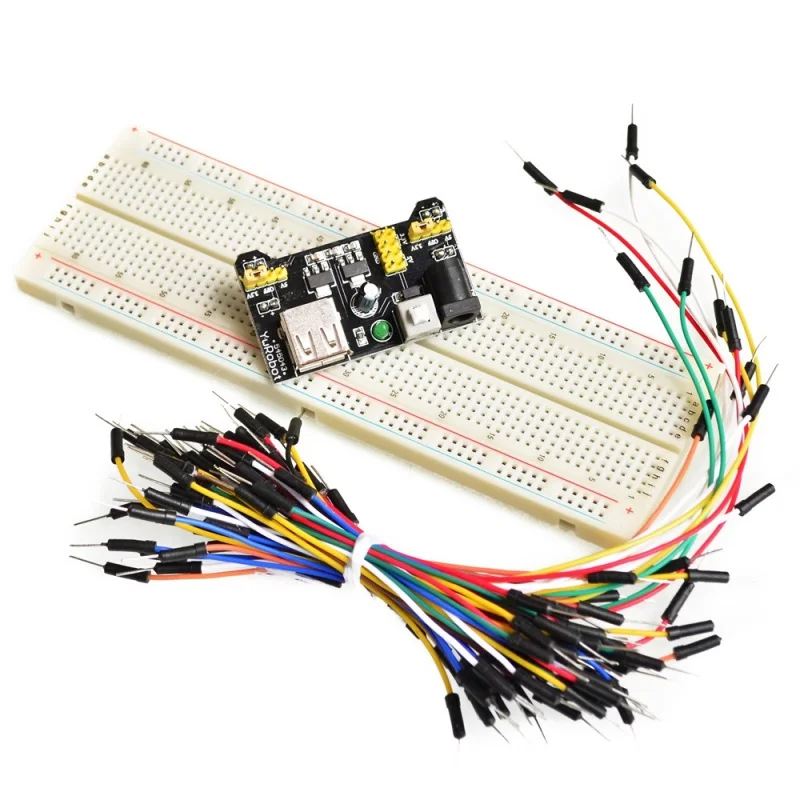 3.3V/5V MB102 Breadboard power module+MB-102 830 points Solderless Prototype Bread board kit +65 Flexible jumper wires
3.3V/5V MB102 Breadboard power module+MB-102 830 points Solderless Prototype Bread board kit +65 Flexible jumper wires