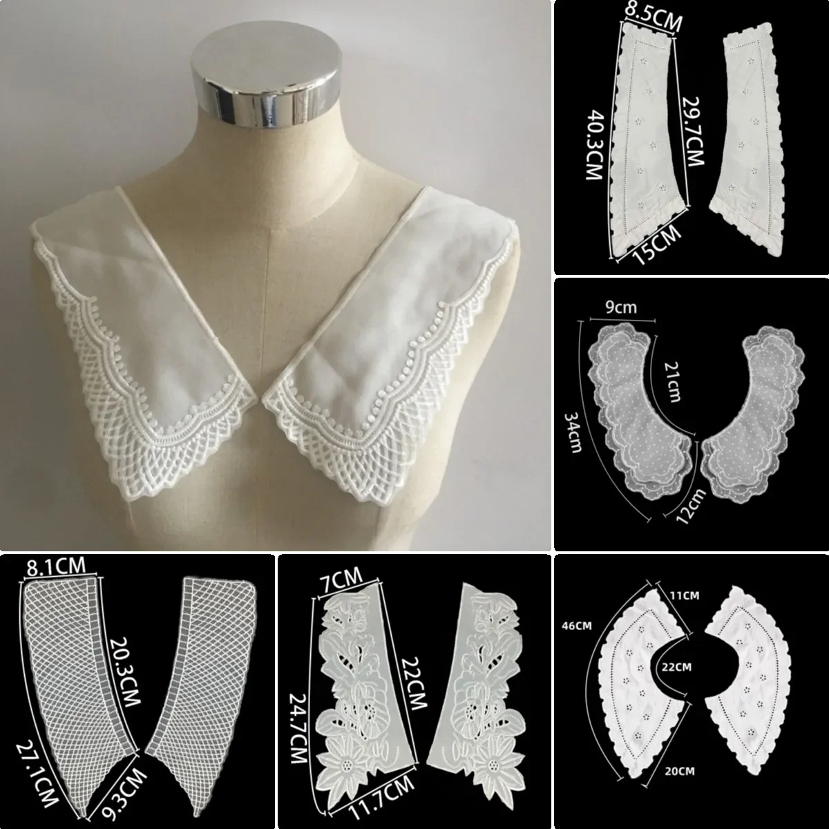 Wholesale sales of 10 pieces of white chiffon embroidered Collar sewing lace DIY decoration paired with clothing accessories
Wholesale sales of 10 pieces of white chiffon embroidered Collar sewing lace DIY decoration paired with clothing accessories