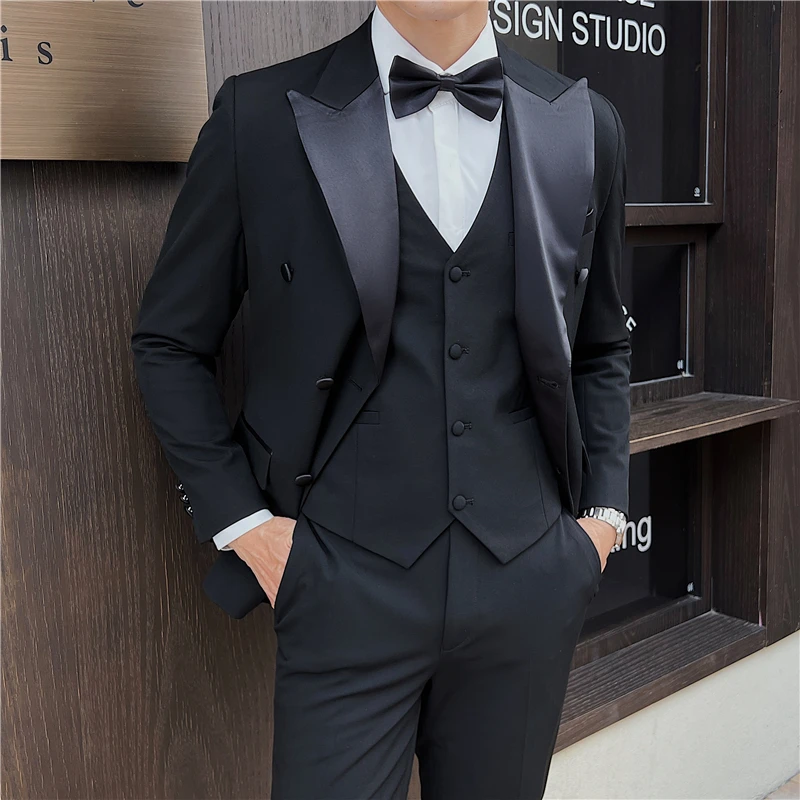 Boutique (пиджак + жилет + брюки) Мужской Модный деловой двубортный элегантный джентльменский облегающий Повседневный Свадебный костюм-тройка
Boutique (пиджак + жилет + брюки) Мужской Модный деловой двубортный элегантный джентльменский облегающий Повседневный Свадебный костюм-тройка