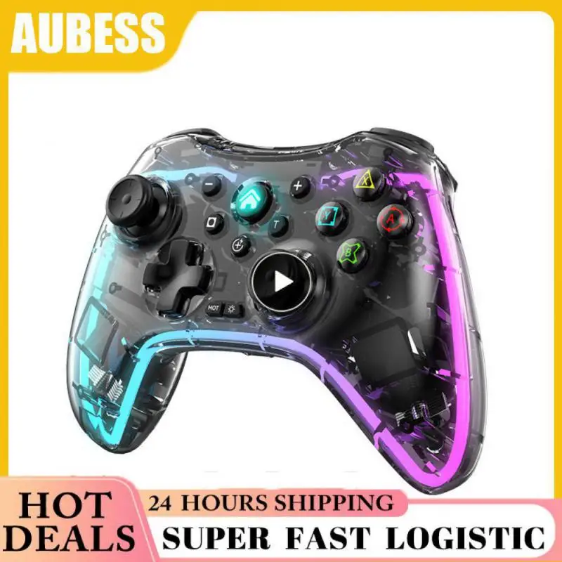 

Wireless BT Transparant LED Luminous Gamepad for NS Switch Console Game Controller Joystick for Switch PS3 Android PC Device