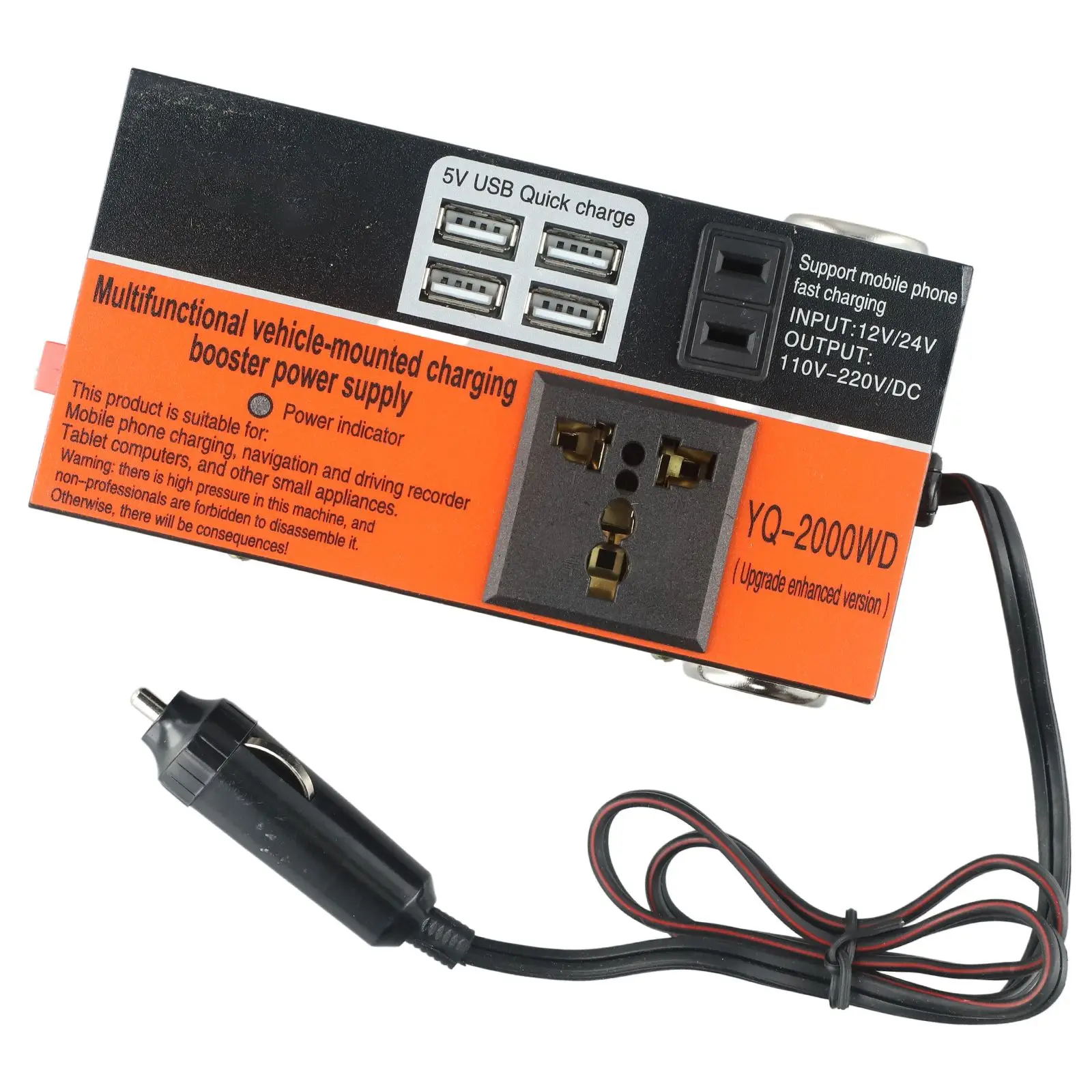 Universal Car Converter Power Inverter 1500W DC12V/24V To DC110V/220V Converter Trip 4USB 4 Ports 8 Security Protection ≤ 200W
Universal Car Converter Power Inverter 1500W DC12V/24V To DC110V/220V Converter Trip 4USB 4 Ports 8 Security Protection ≤ 200W