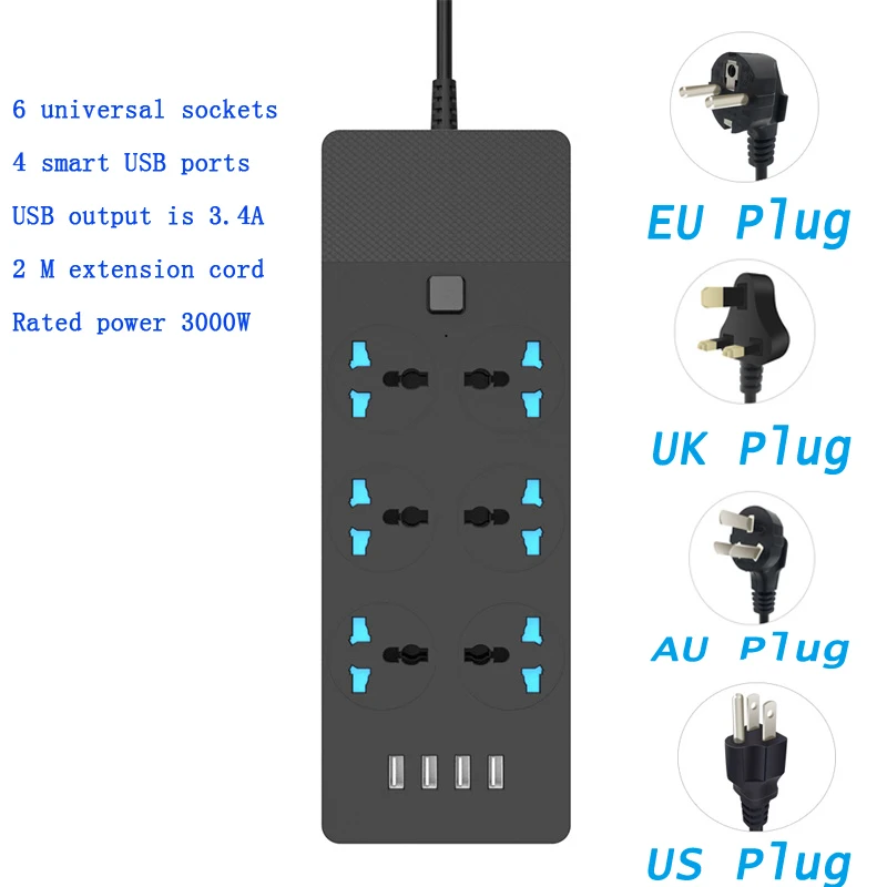 Домашний портативный удлинитель с USB, 6 зарядных устройств с несколькими USB-портами, розетка с 3 отверстиями, стандартная розетка европейског...
Домашний портативный удлинитель с USB, 6 зарядных устройств с несколькими USB-портами, розетка с 3 отверстиями, стандартная розетка европейског...