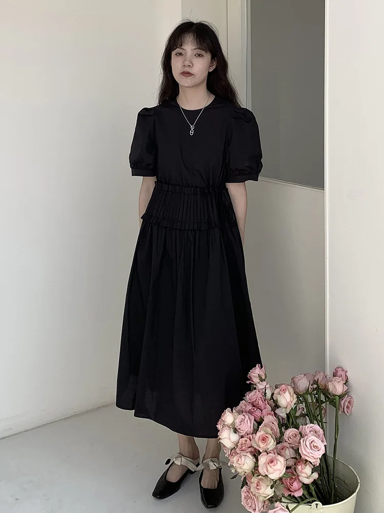 

Women's Dress Summer New Black Waist Dress Fashion Ladylike Temperament Design Sense Popular Plus-Size Pleated Skirt