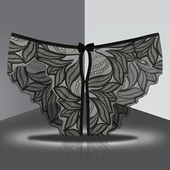 Culotte sexy taille basse pour femmes, sous-vêtement ouvert sans entrejambe, lingerie en dentelle ajourée, caleçon respirant pour dames, 7.0 1