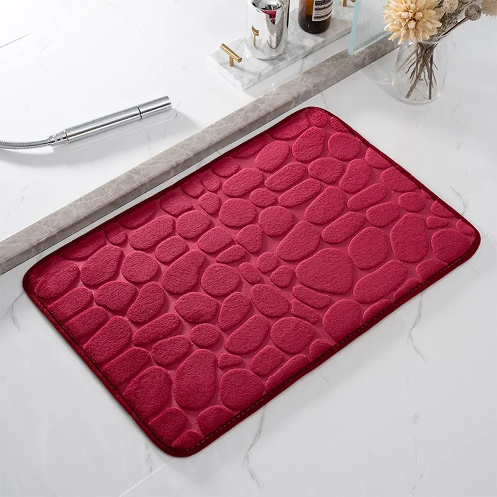 

Hot 2024 Newest 3D Cobblestone Bath Anti-Slip Pad Toilet Pads Foot Massage Mat Solid Color Embossing Carpet Non-Slip Floor Rugs